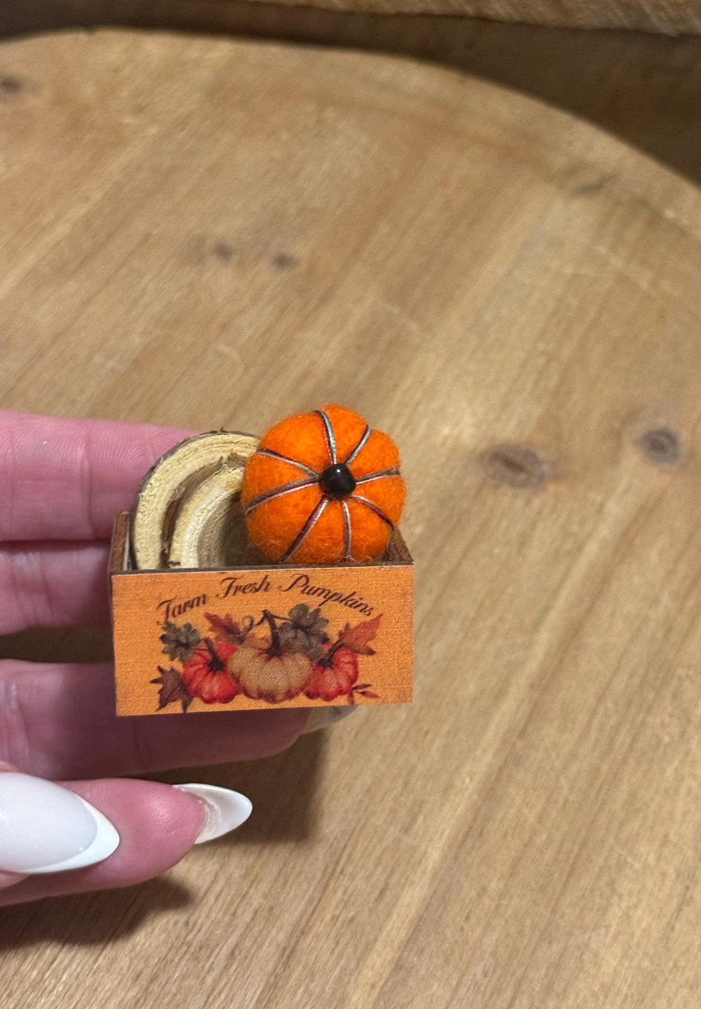 miniature pumpkin crate with pumpkin