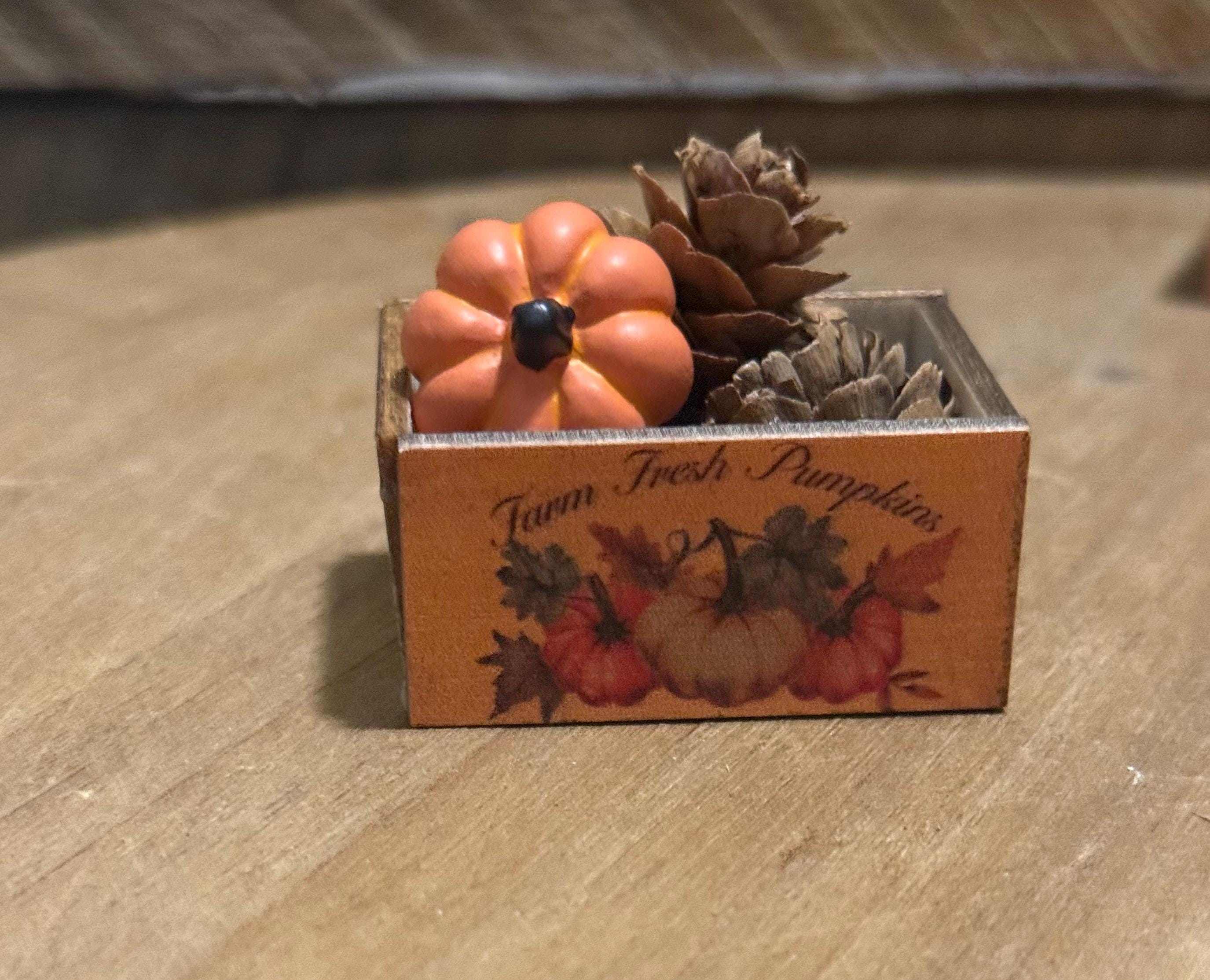 miniature pumpkin crate with pumpkin