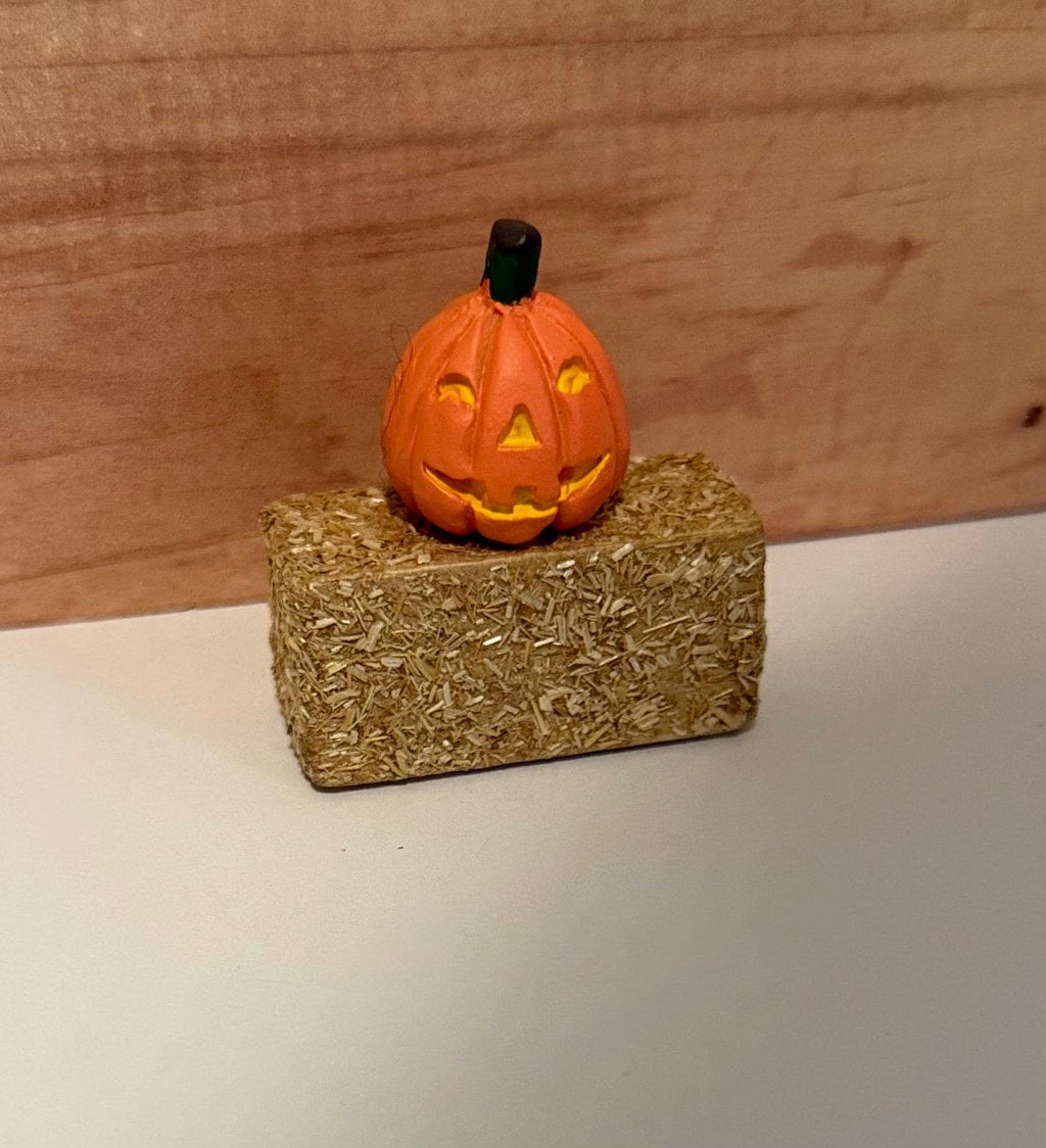 miniature pumpkin patch Jack O Lantern pumpkin(s) on a haystack- 2  choices