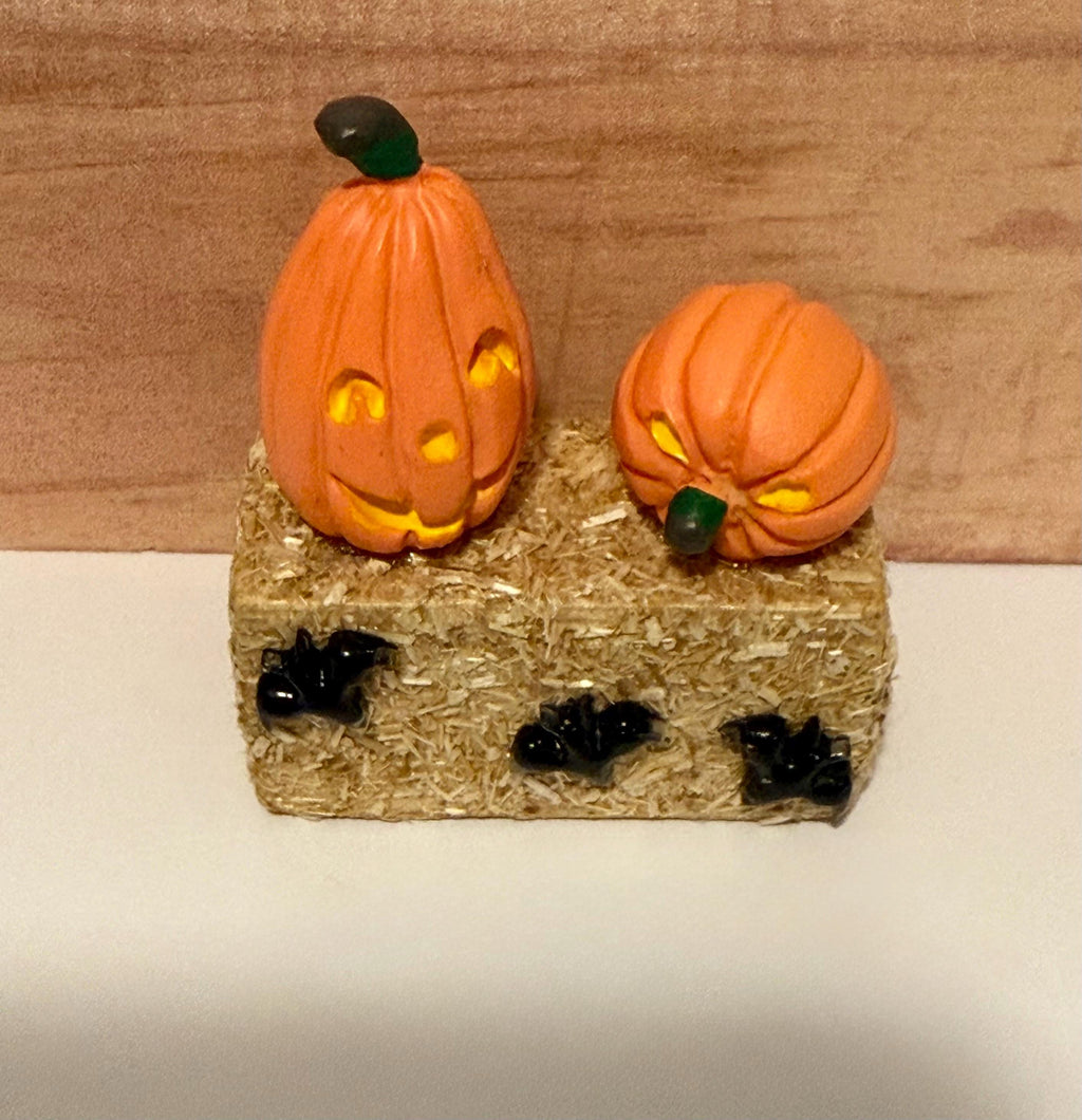 miniature pumpkin patch Jack O Lantern pumpkin(s) on a haystack- 2  choices