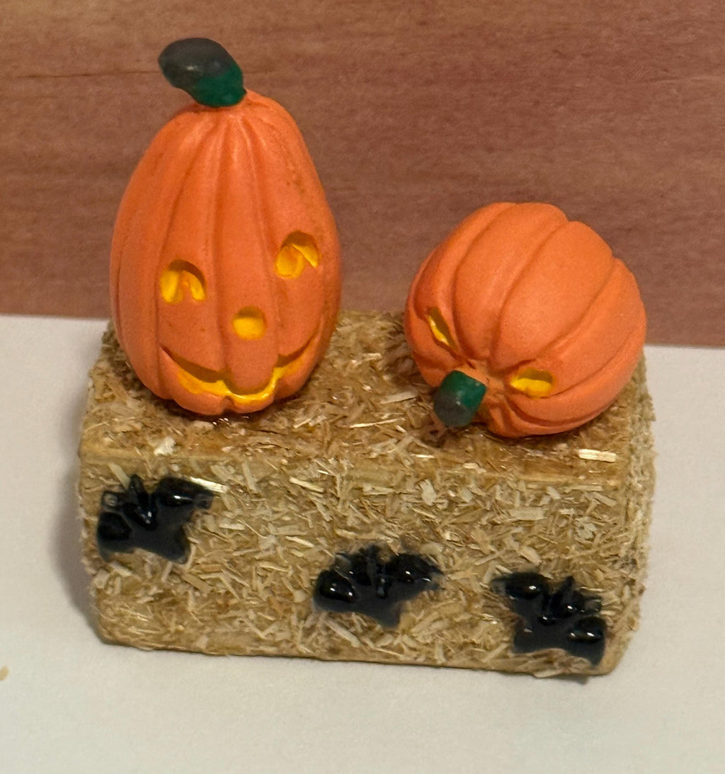 miniature pumpkin patch Jack O Lantern pumpkin(s) on a haystack- 2  choices