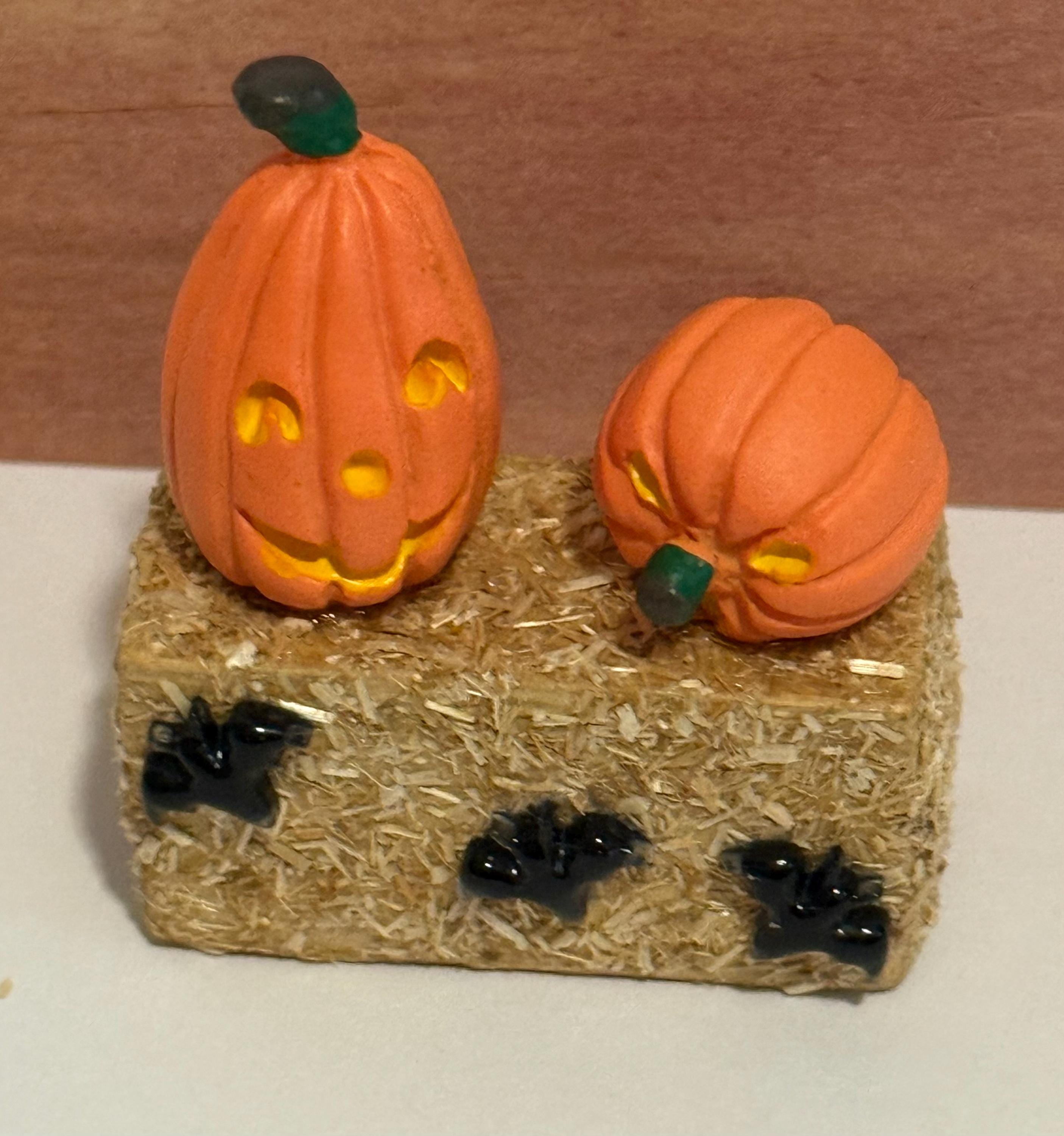 miniature pumpkin patch Jack O Lantern pumpkin(s) on a haystack- 2  choices