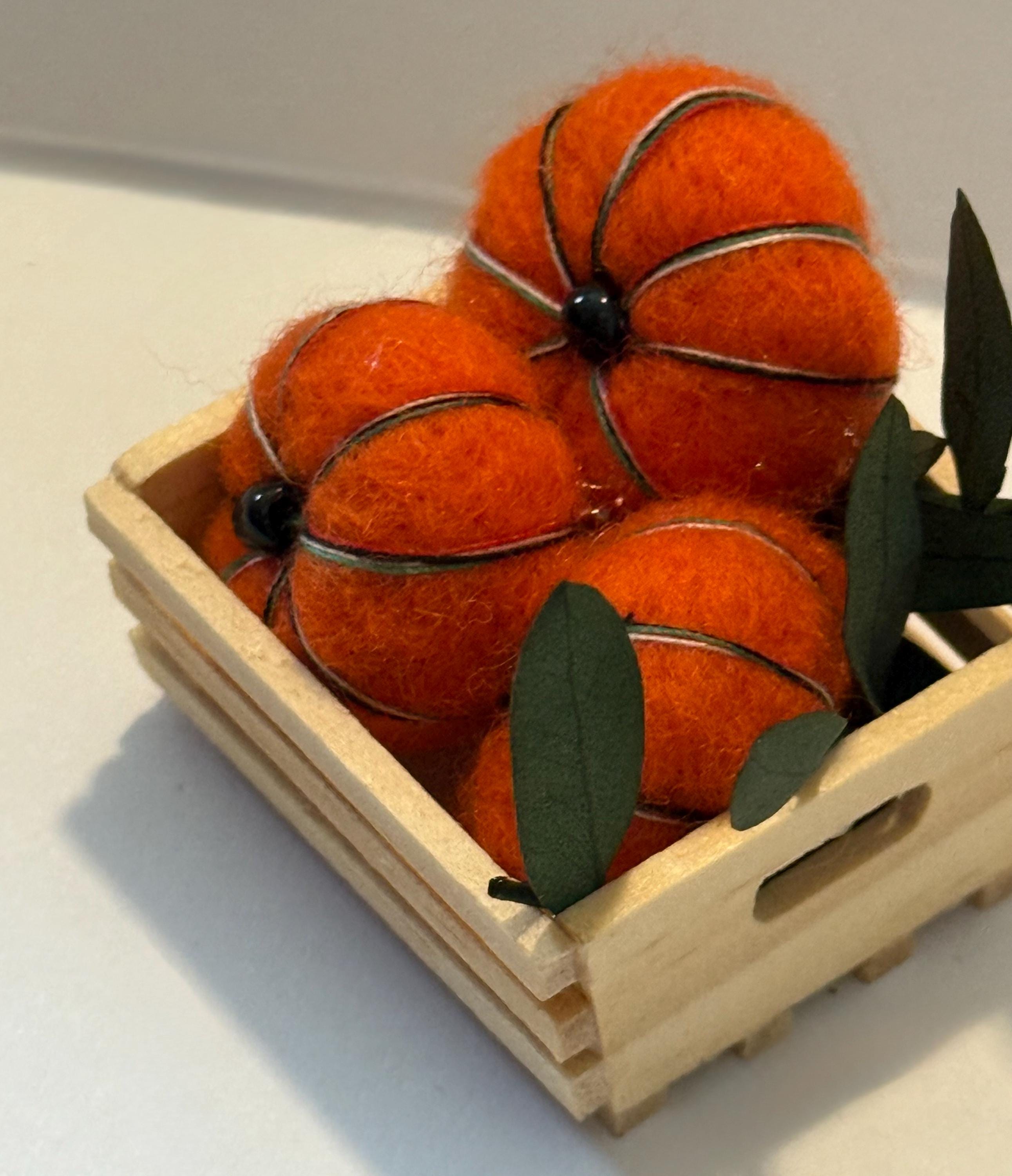 miniature pumpkins in wood crate-1 1/2”