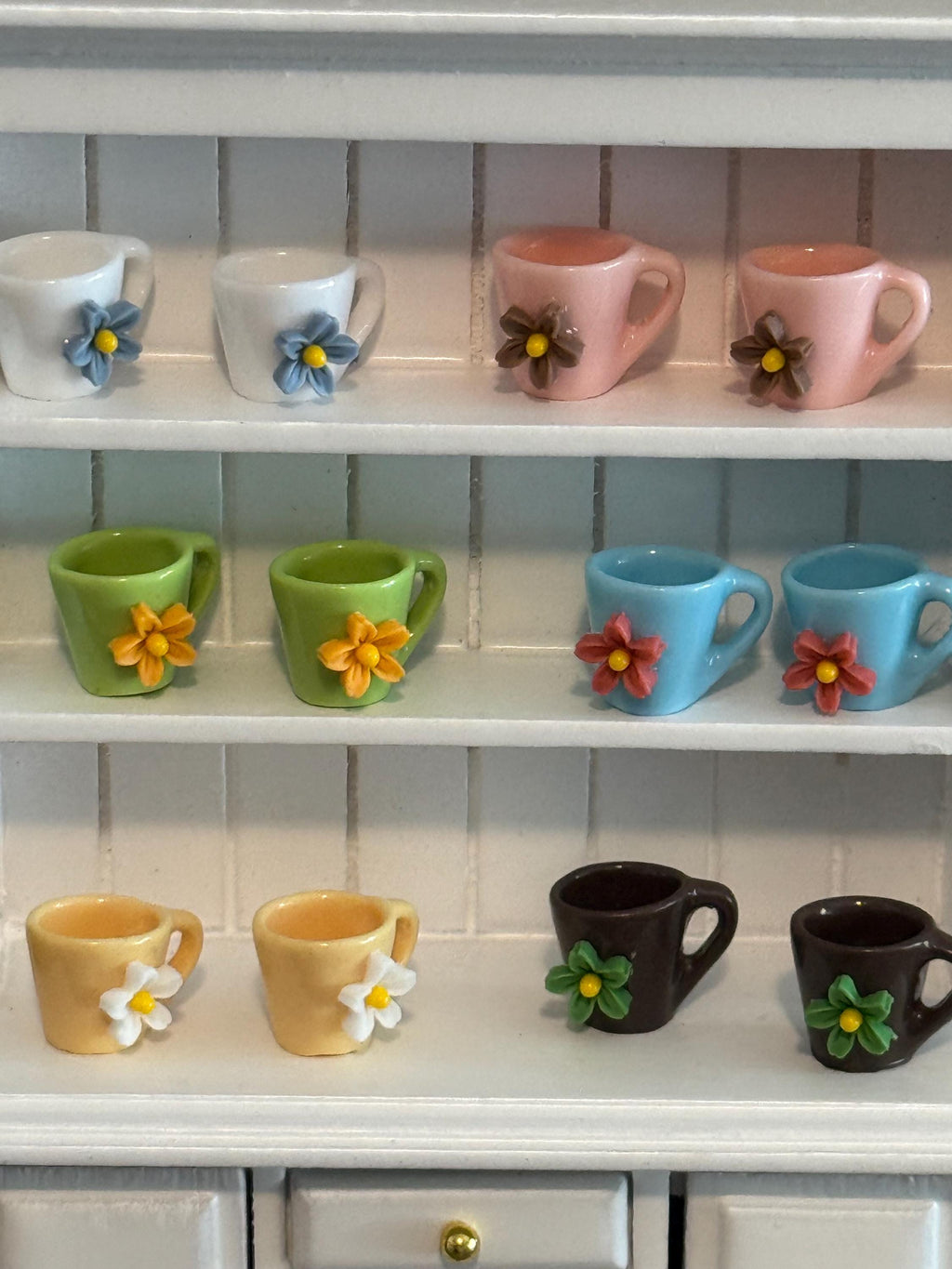 miniature  flower boho coffee mugs in various color choices