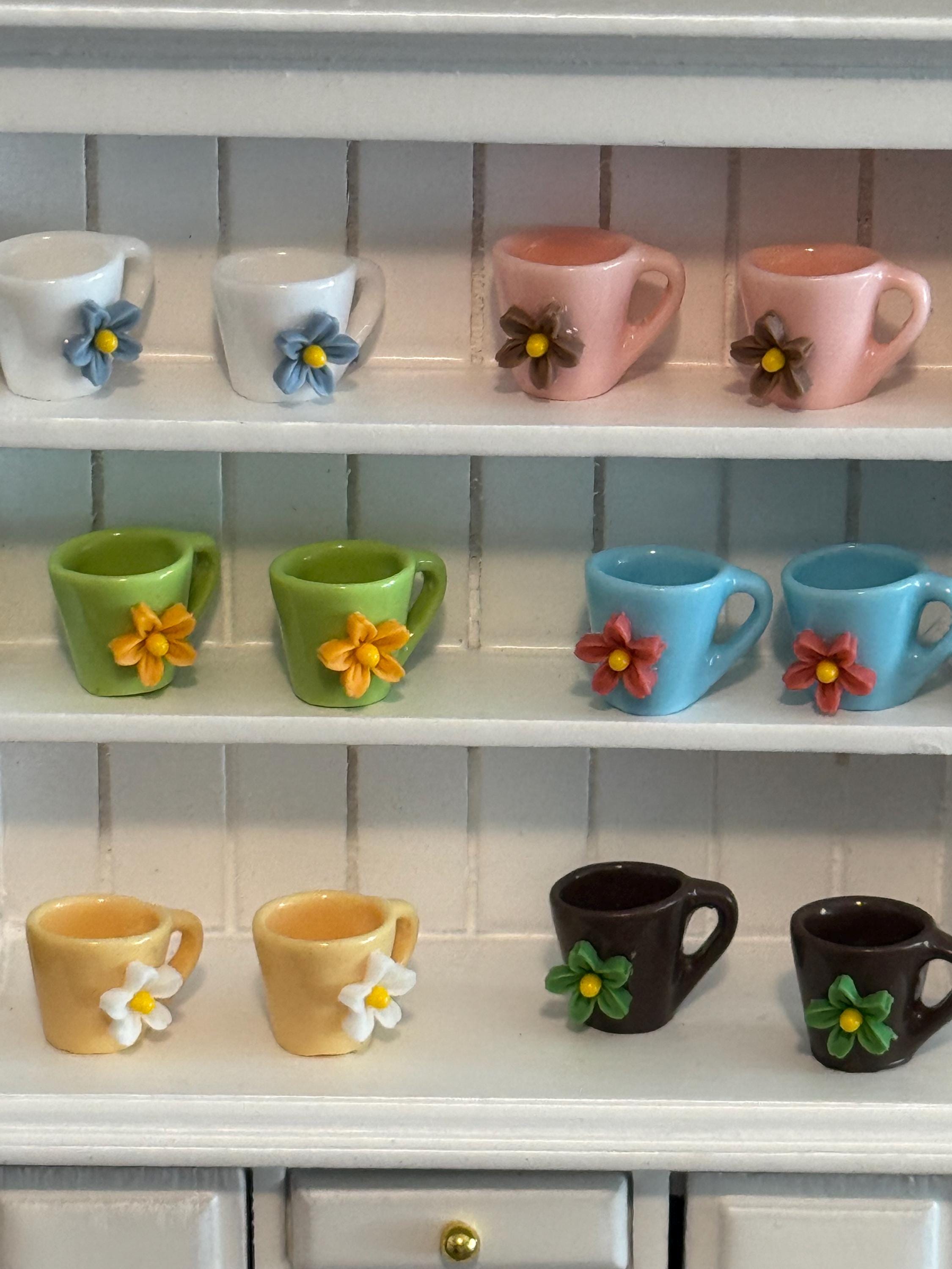 miniature  flower boho coffee mugs in various color choices