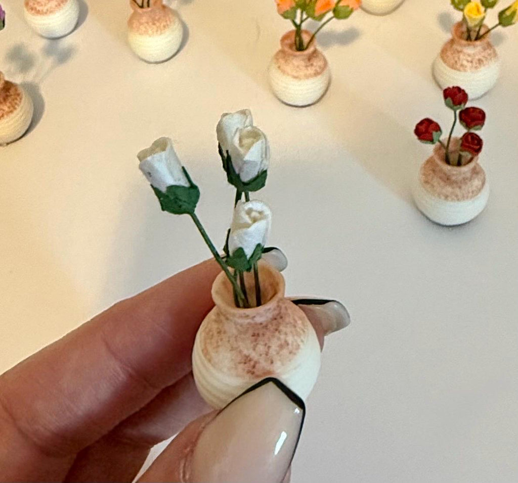 miniature Roses in Vase - 1:12 scale