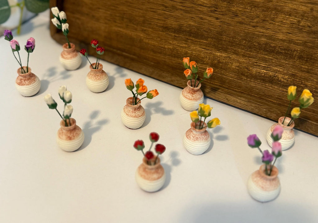 miniature Roses in Vase - 1:12 scale