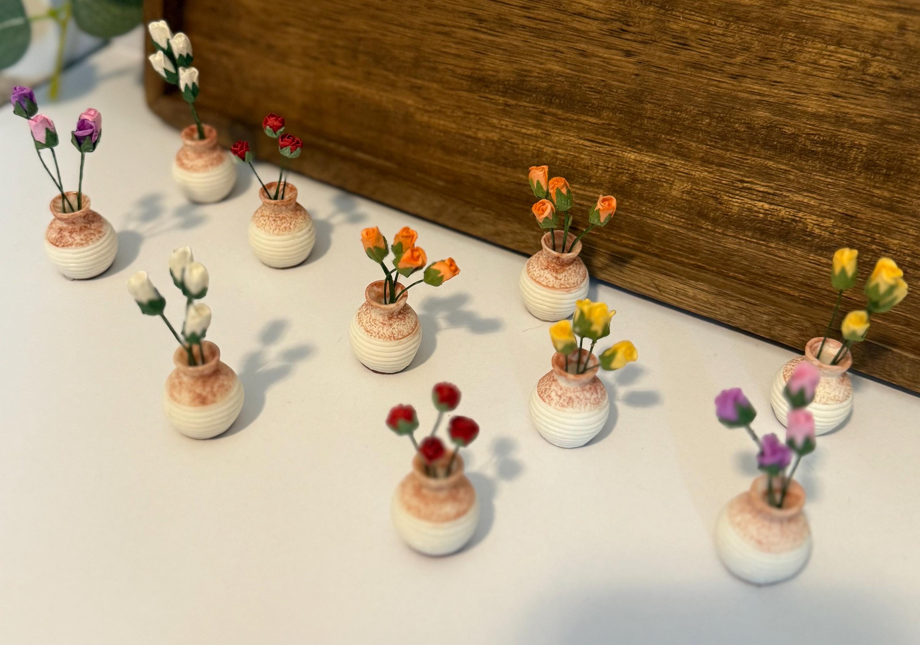 miniature Roses in Vase - 1:12 scale