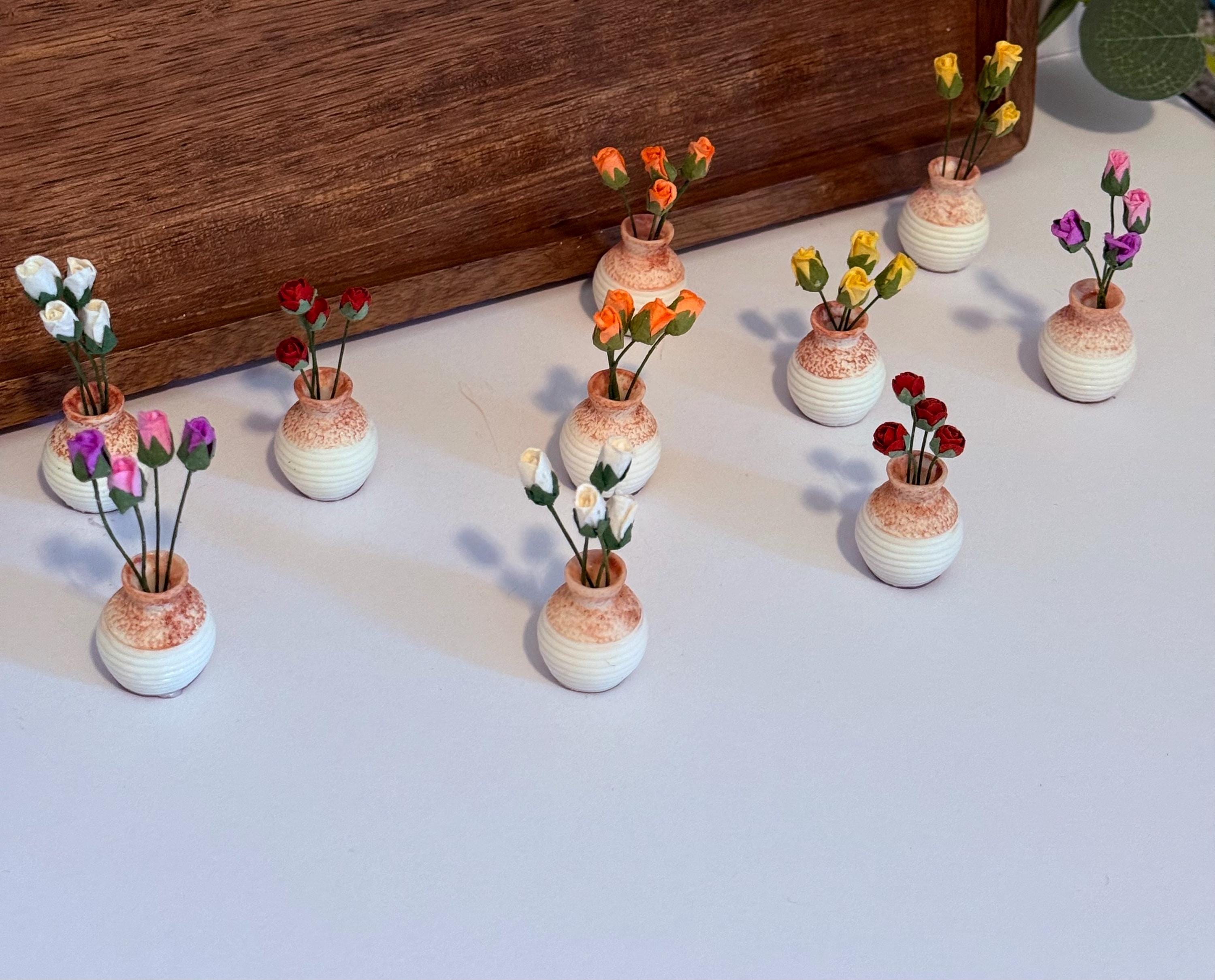 miniature Roses in Vase - 1:12 scale