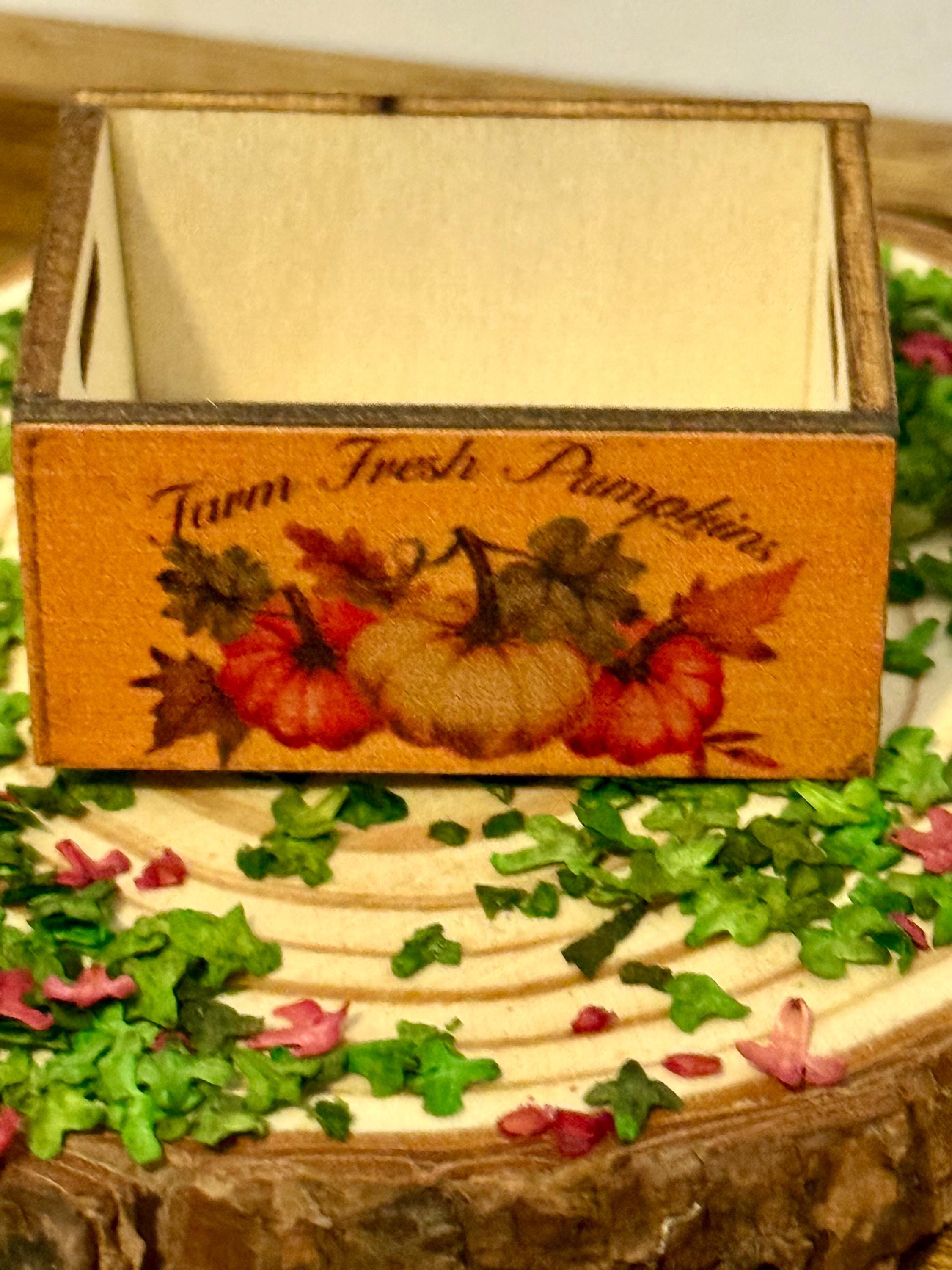 miniature wooden pumpkin box crates-set of 3