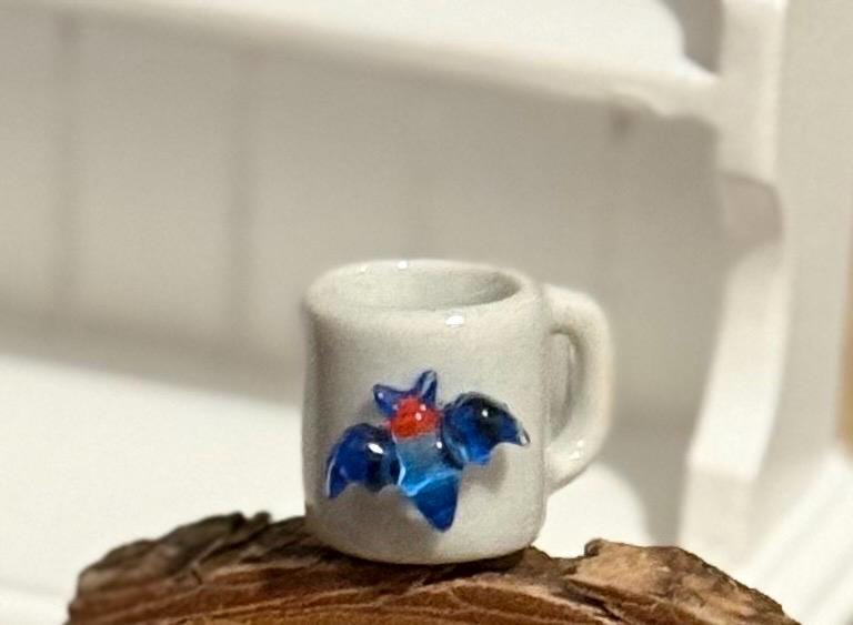 miniature bat coffee mugs in 3 color choices-dollhouse size