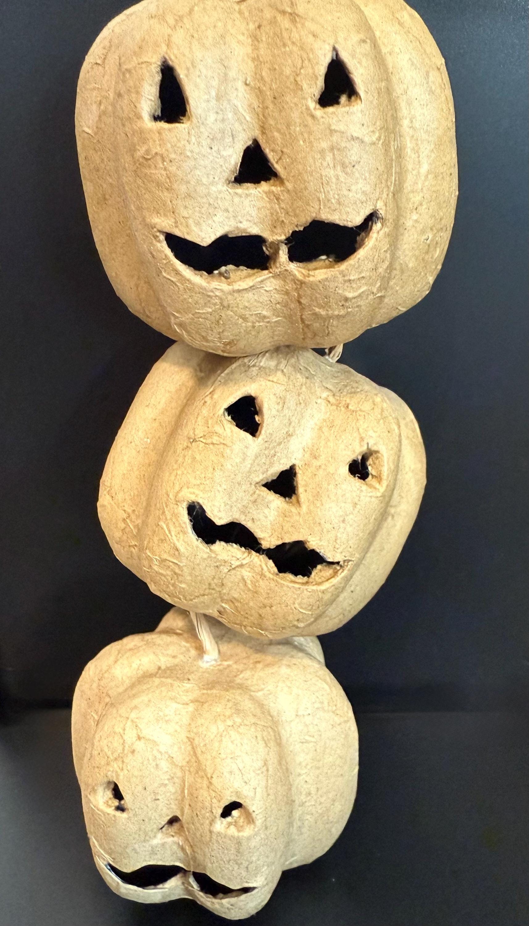 Miniature Papier Mache Pumpkins: Fall Halloween Decor, Set of 3