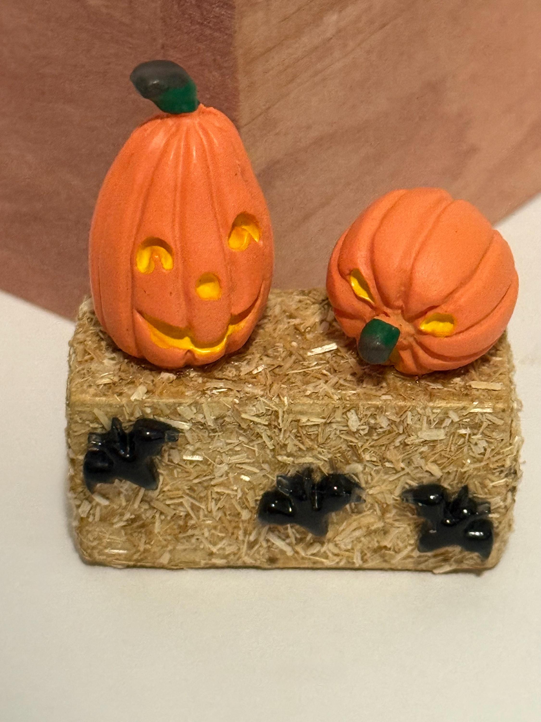 miniature pumpkin patch Jack O Lantern pumpkin(s) on a haystack- 2  choices