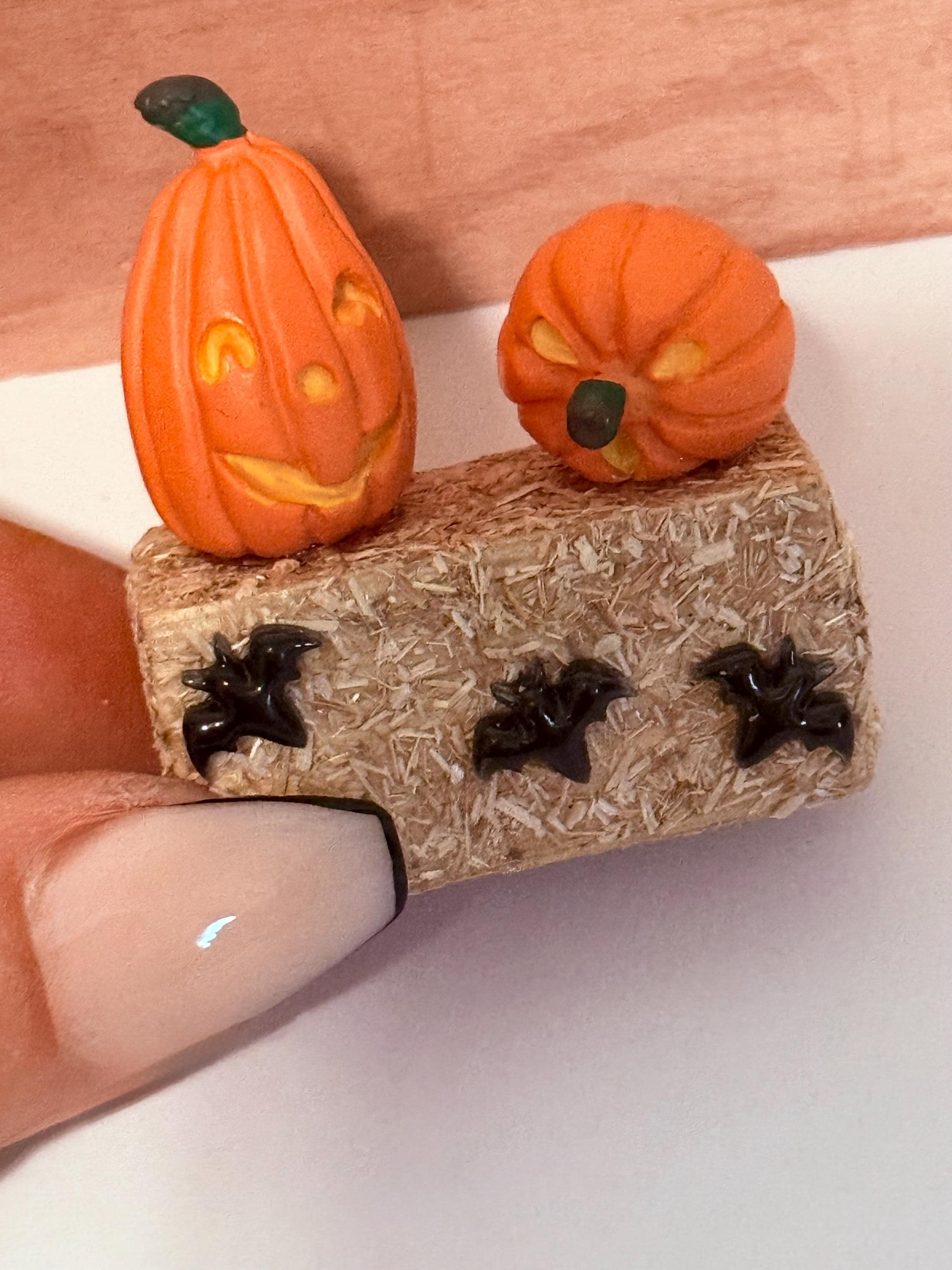miniature pumpkin patch Jack O Lantern pumpkin(s) on a haystack- 2  choices