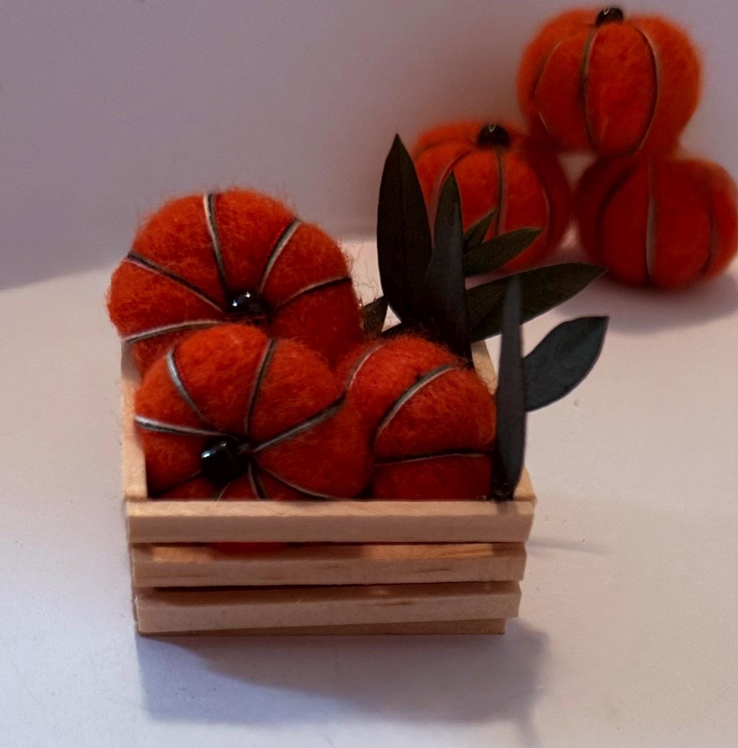 miniature pumpkins in wood crate-1 1/2”