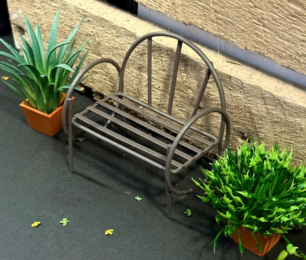 miniature rustic outdoor  bench-1:12 scale