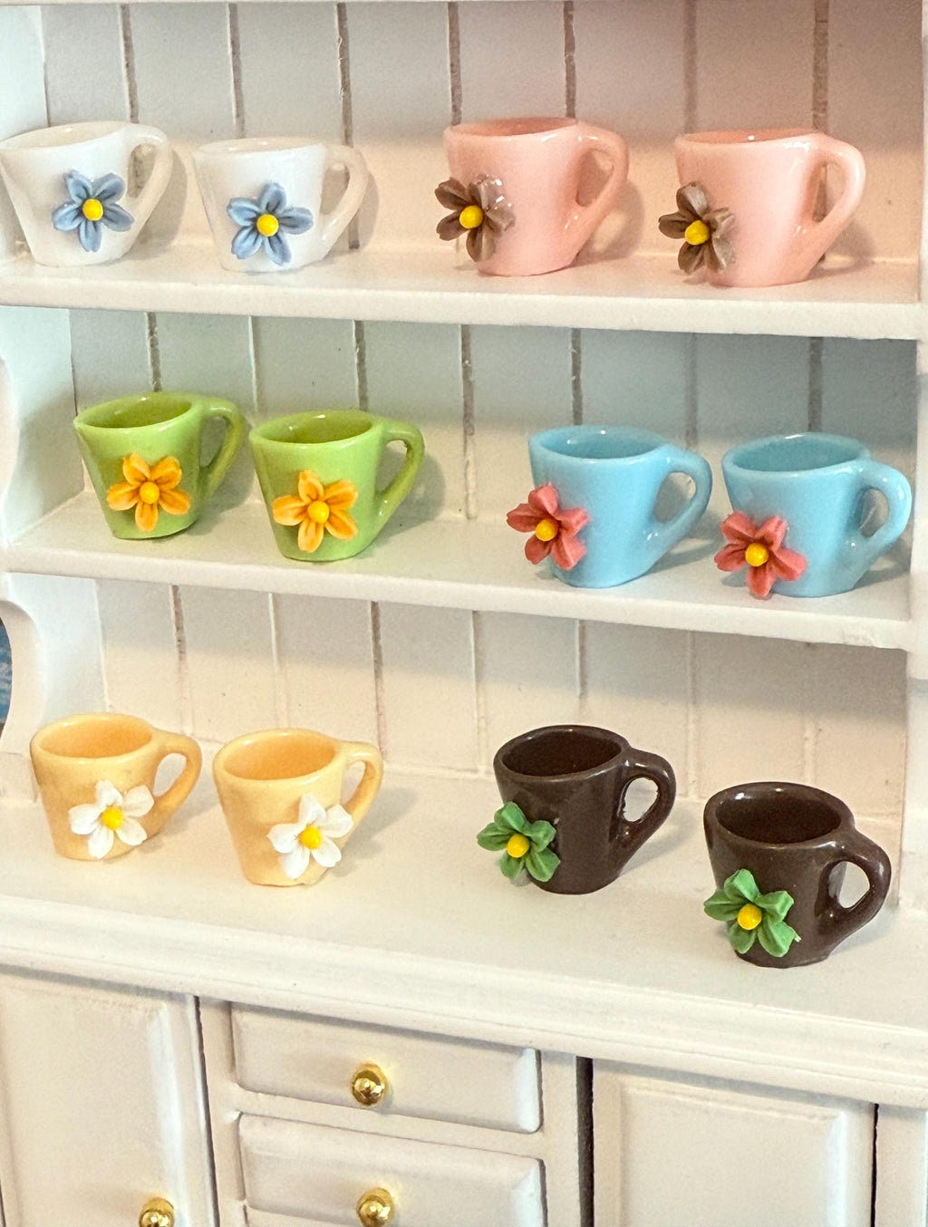 miniature  flower boho coffee mugs in various color choices
