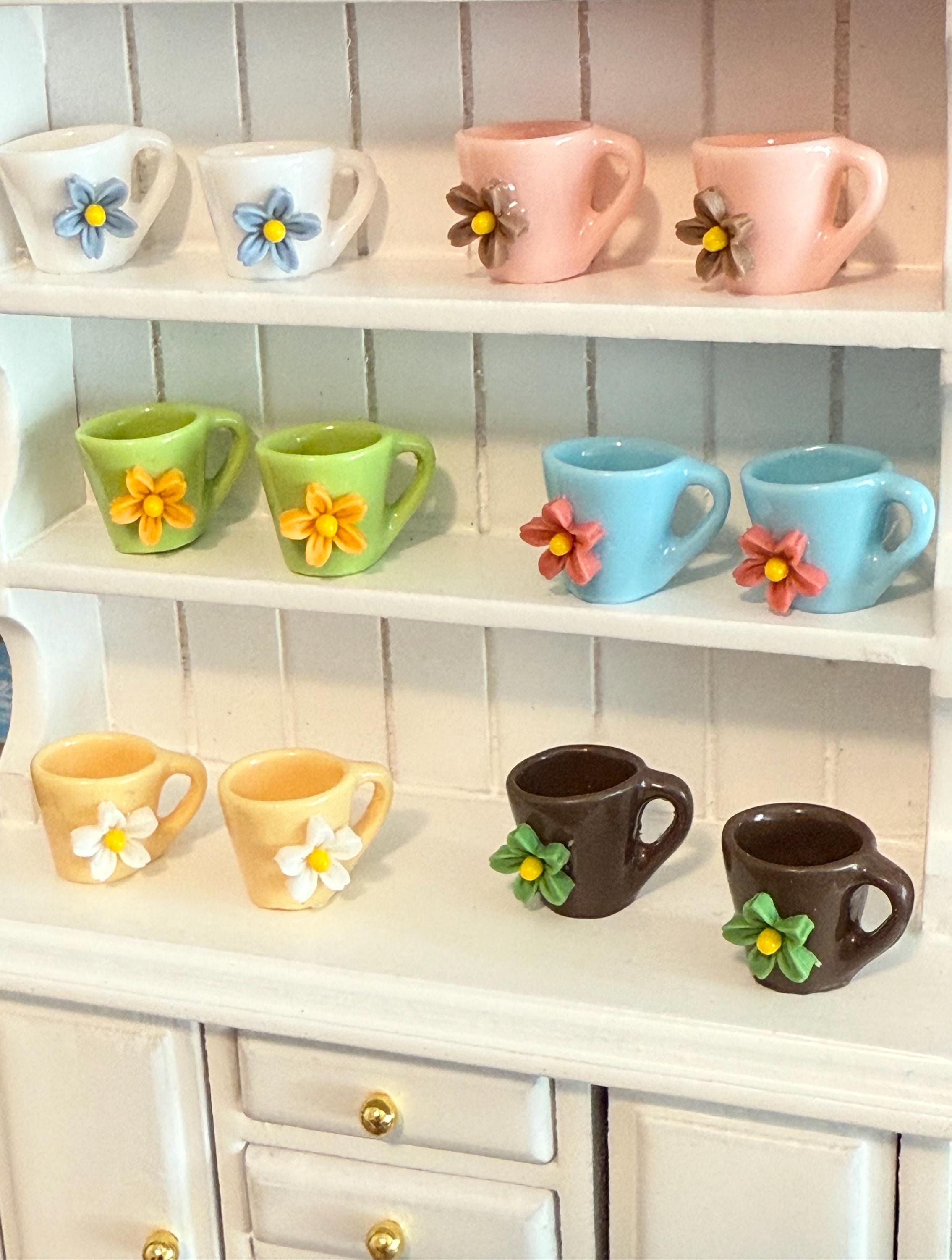 miniature  flower boho coffee mugs in various color choices