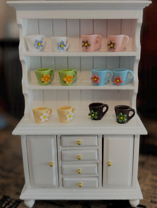 miniature  flower boho coffee mugs in various color choices