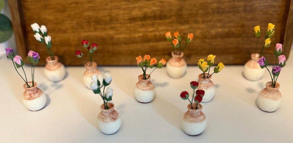 miniature Roses in Vase - 1:12 scale