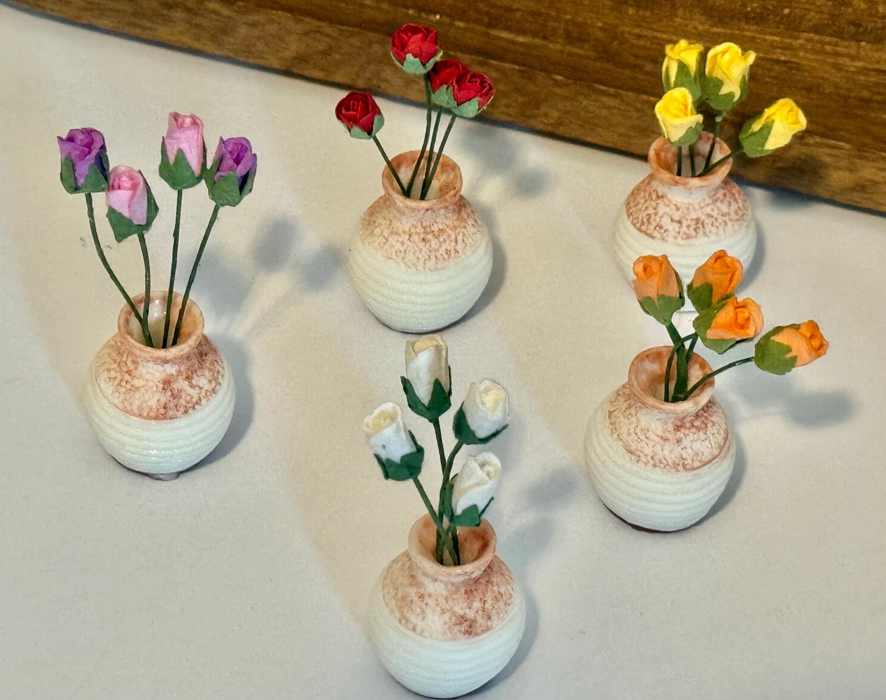 miniature Roses in Vase - 1:12 scale