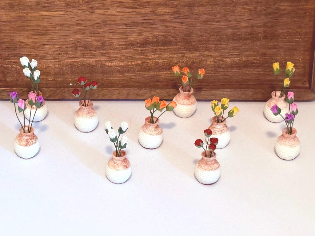 miniature Roses in Vase - 1:12 scale