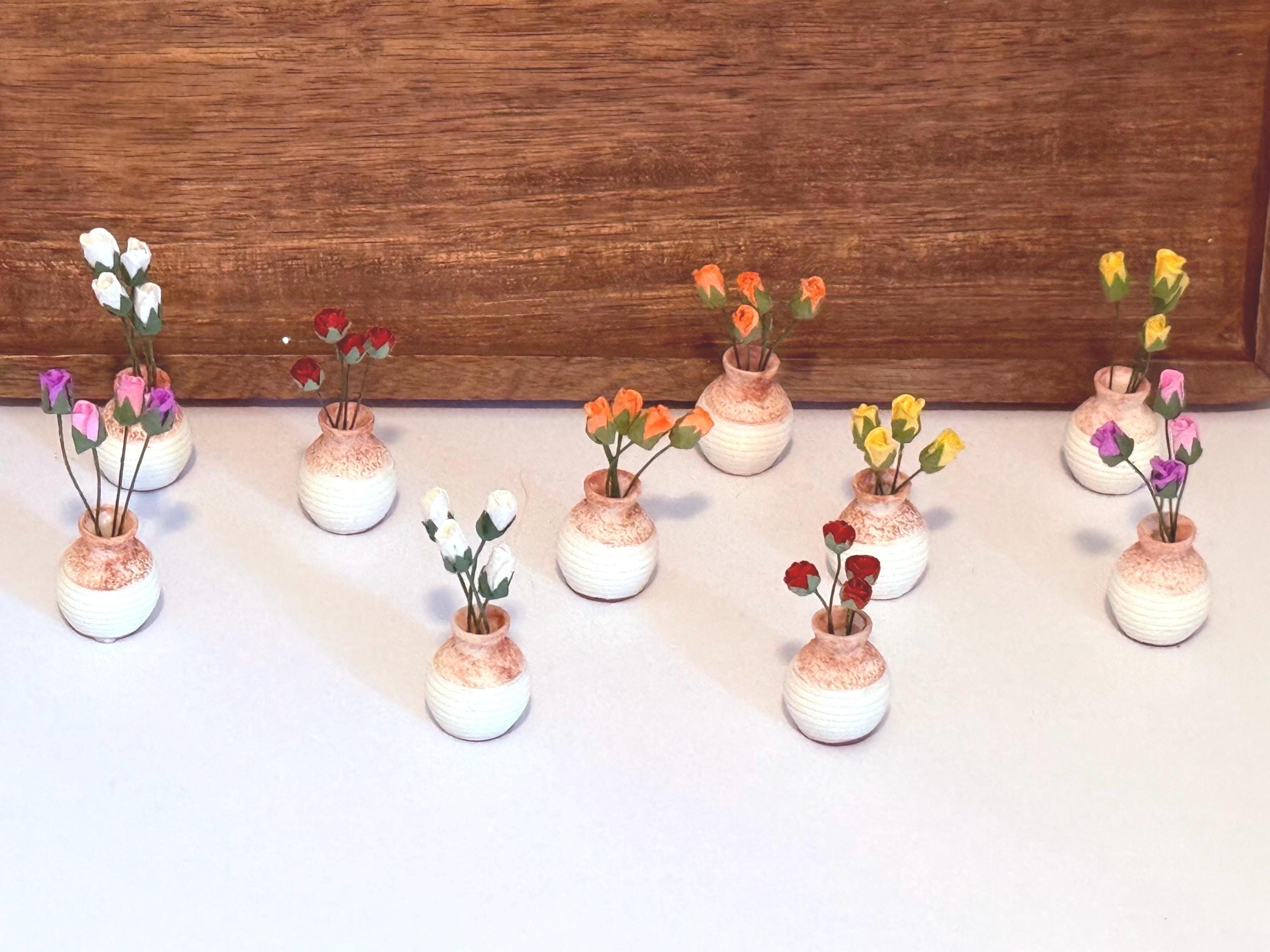 miniature Roses in Vase - 1:12 scale