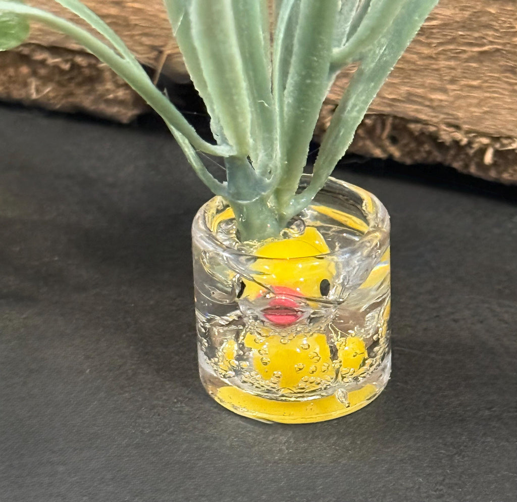 miniature decorated glass jar with plant  - 1:12 dollhouse  scale