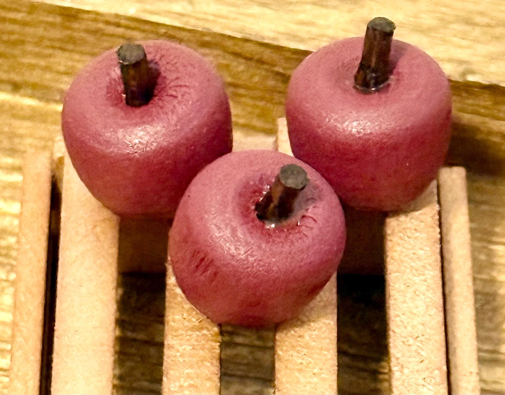 miniature red  wooden apples -set of 3