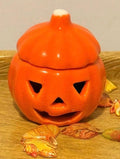 Miniature Ceramic Jack O Lantern Jar with Lid, Filled with Bats (1:12 Scale)