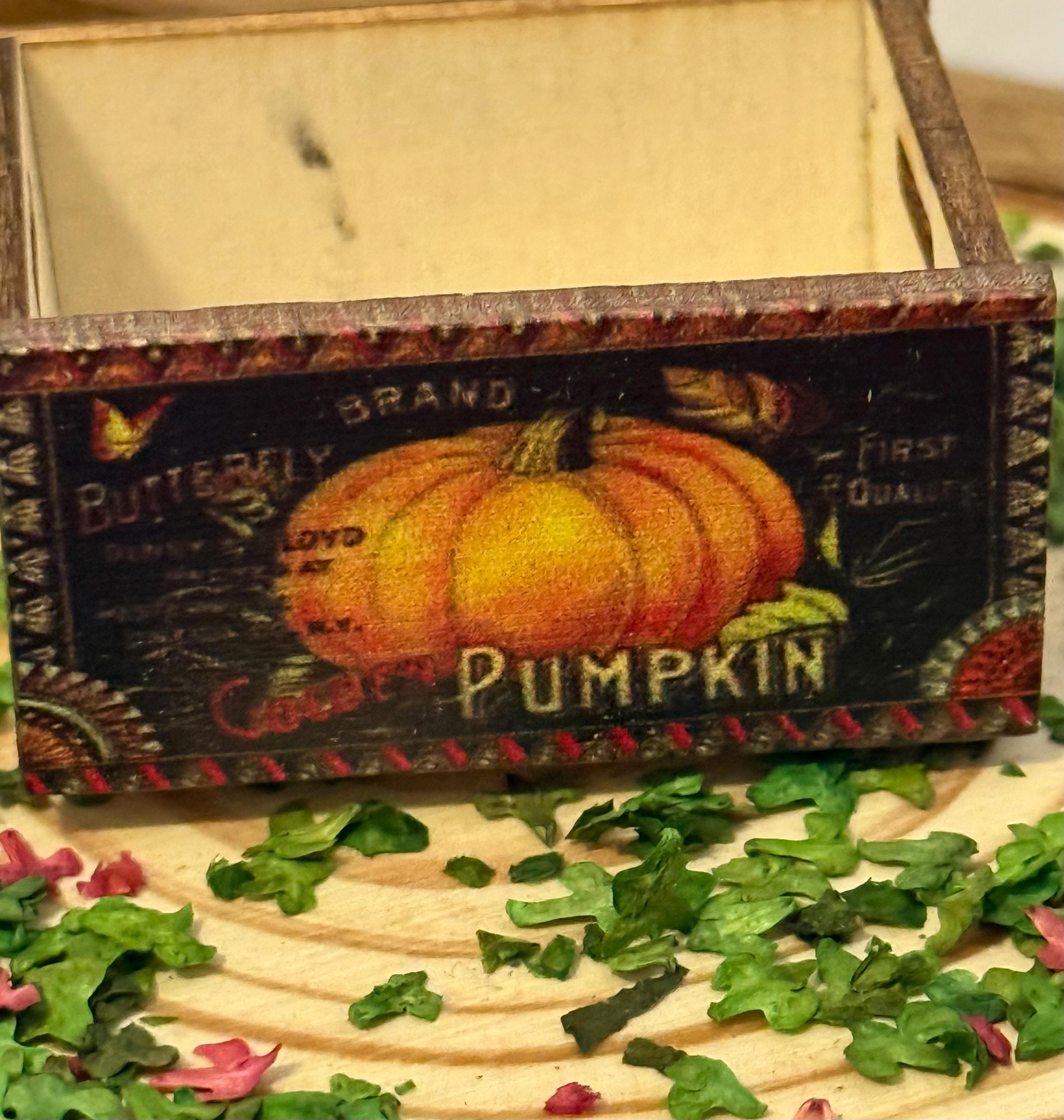 miniature wooden pumpkin box crates-set of 3