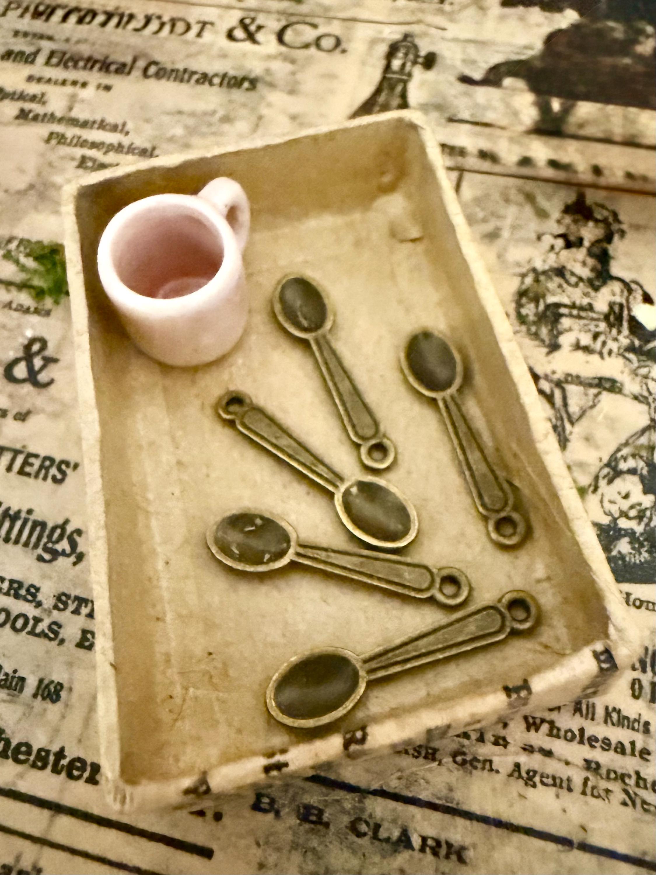 miniature golden  spoons-3 in set, dollhouse scale