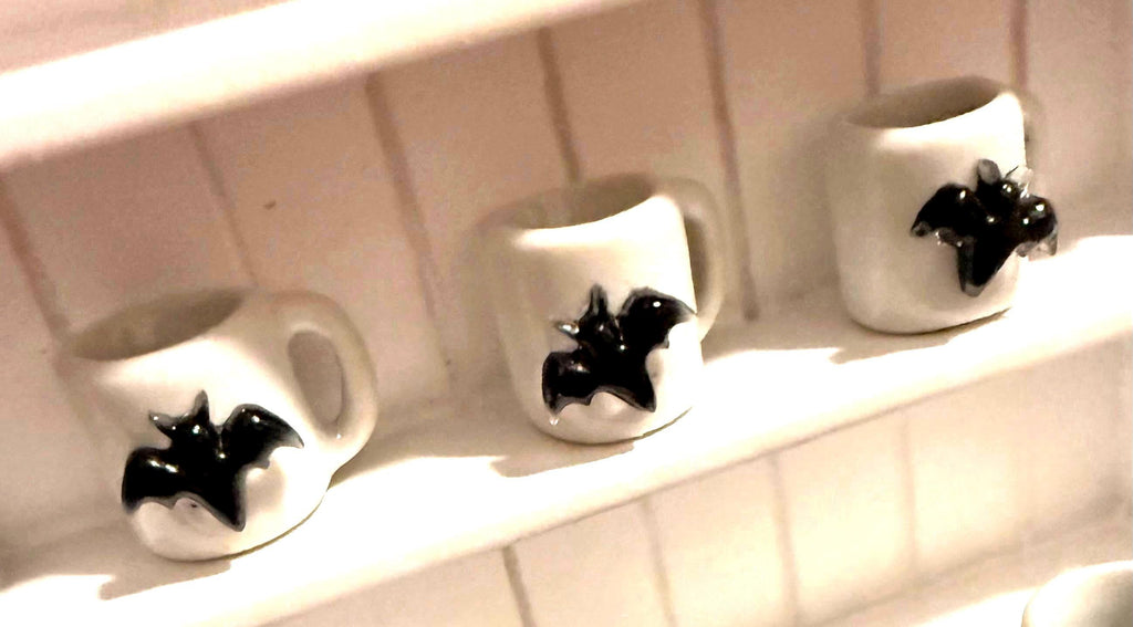 miniature bat coffee mugs in 3 color choices-dollhouse size