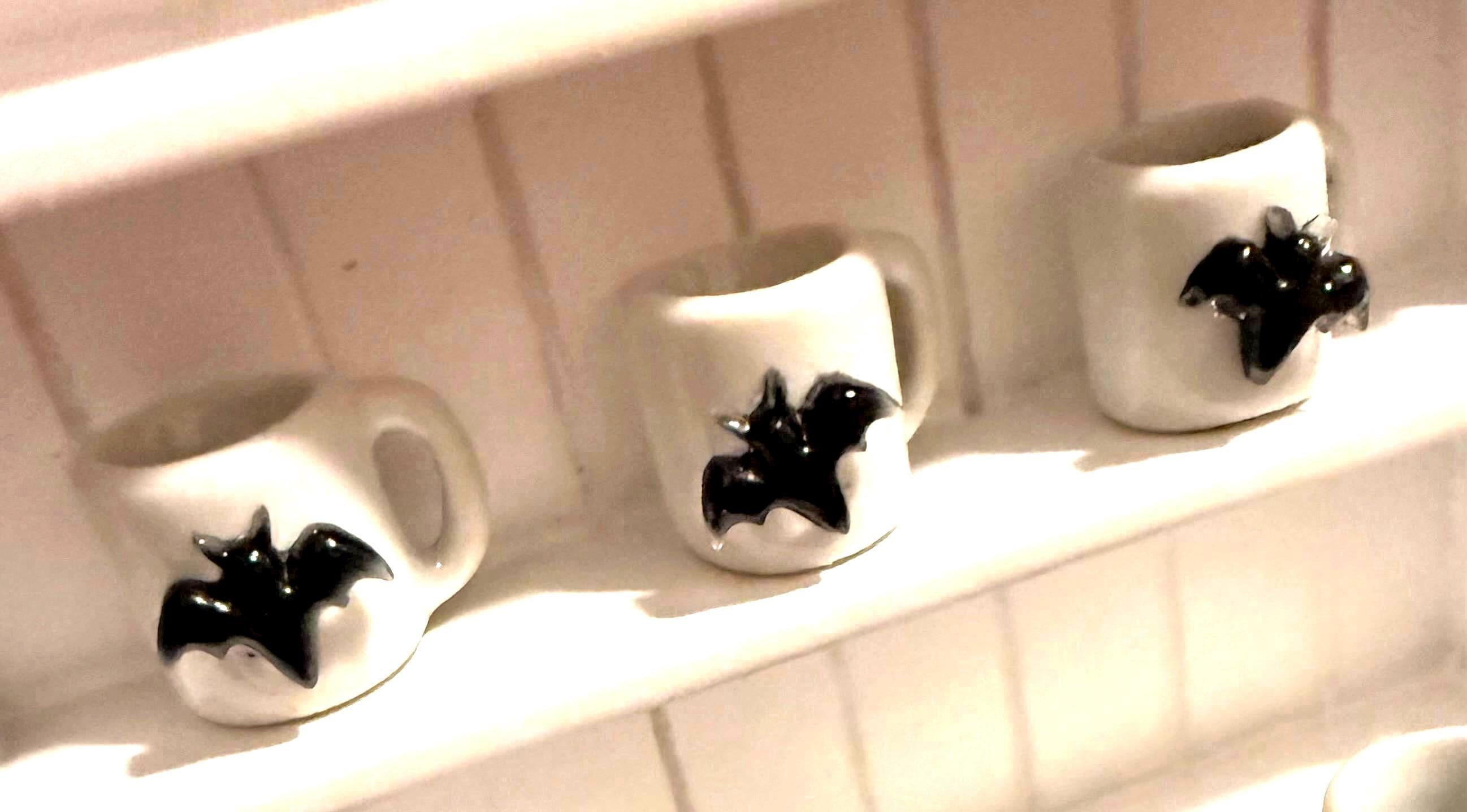 miniature bat coffee mugs in 3 color choices-dollhouse size