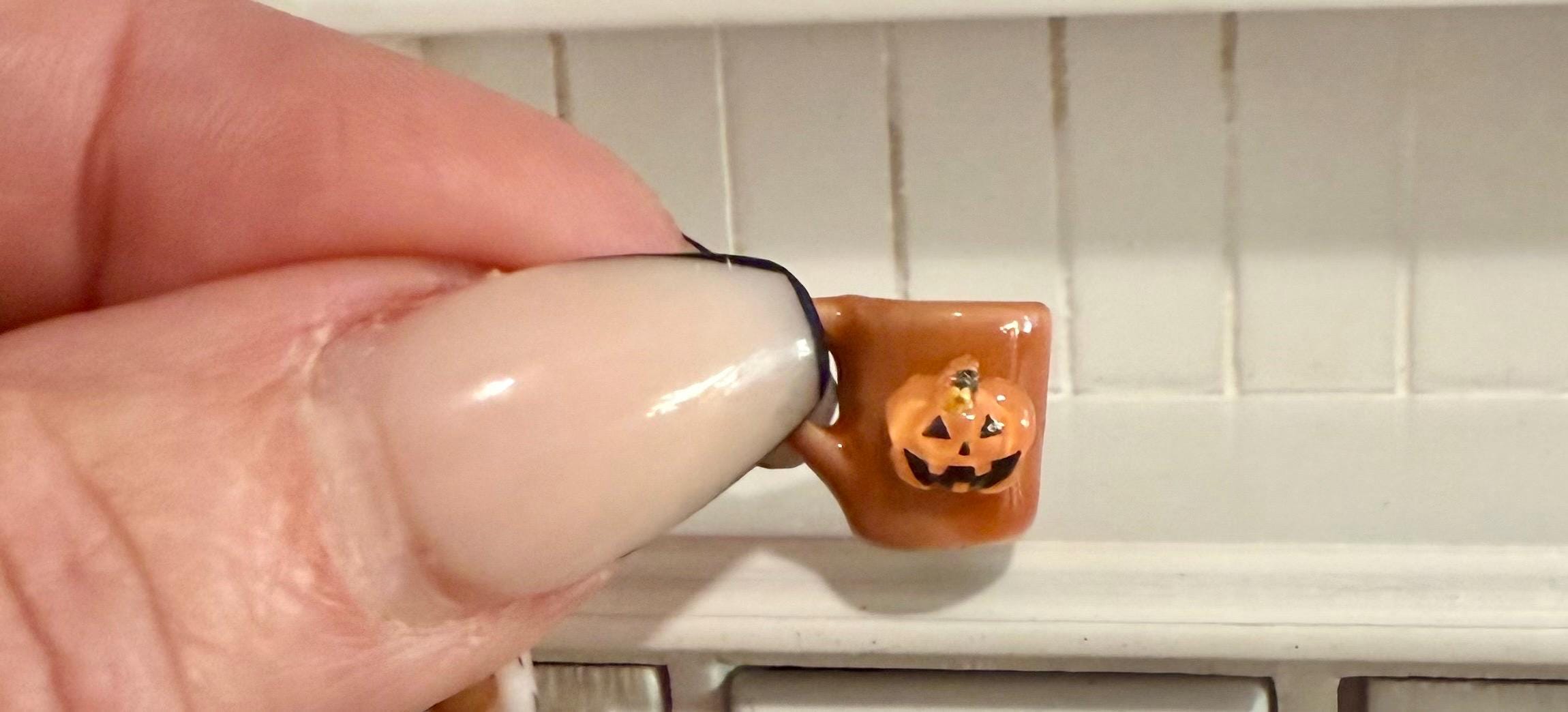miniature Jack o lantern pumpkin ceramic coffee mugs