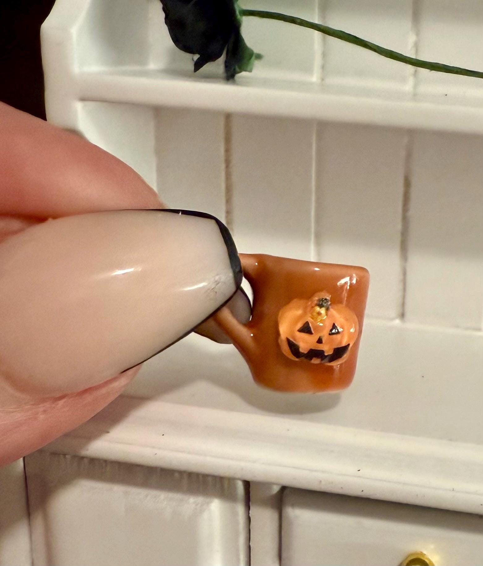 miniature Jack o lantern pumpkin ceramic coffee mugs