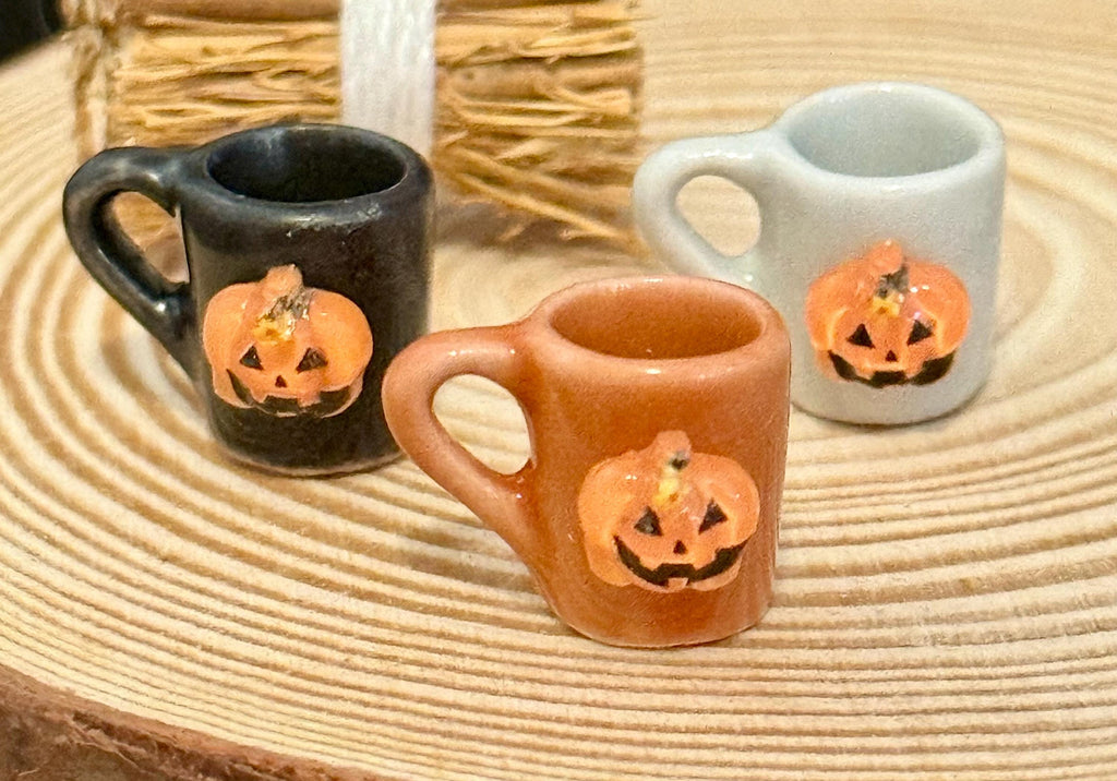 miniature Jack o lantern pumpkin ceramic coffee mugs