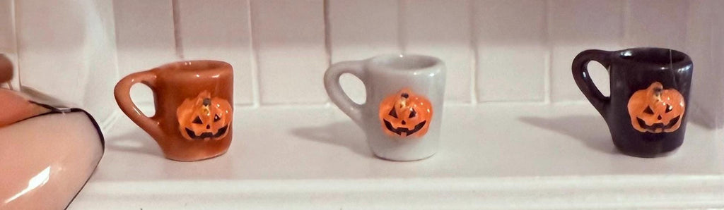 miniature Jack o lantern pumpkin ceramic coffee mugs