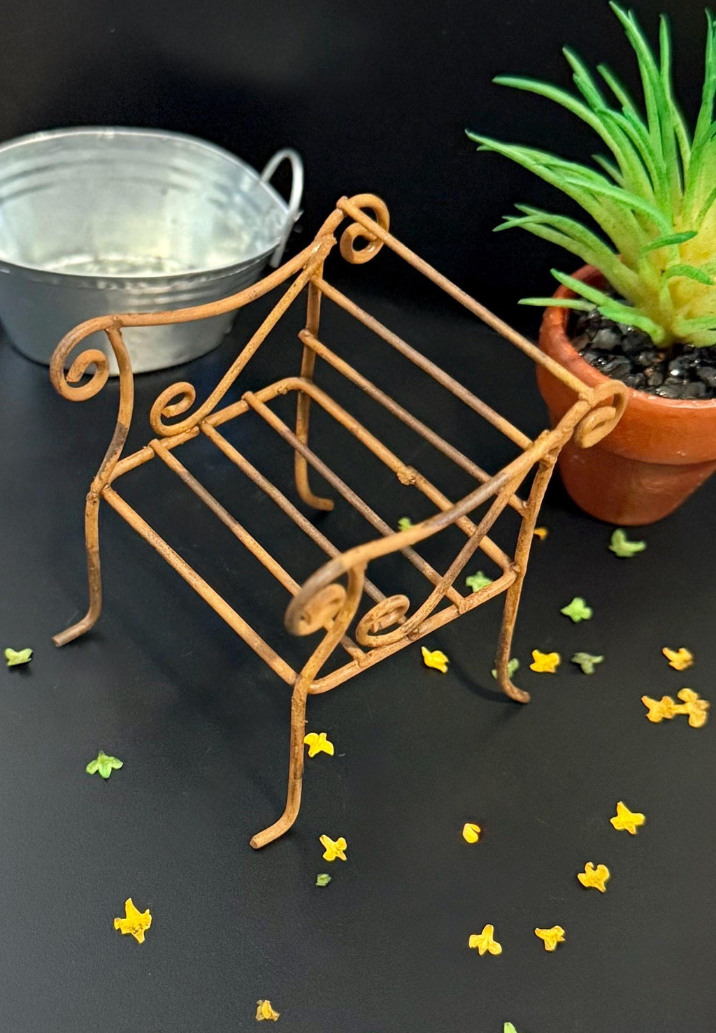 Miniature rustic outdoor metal chair-1:12 scale