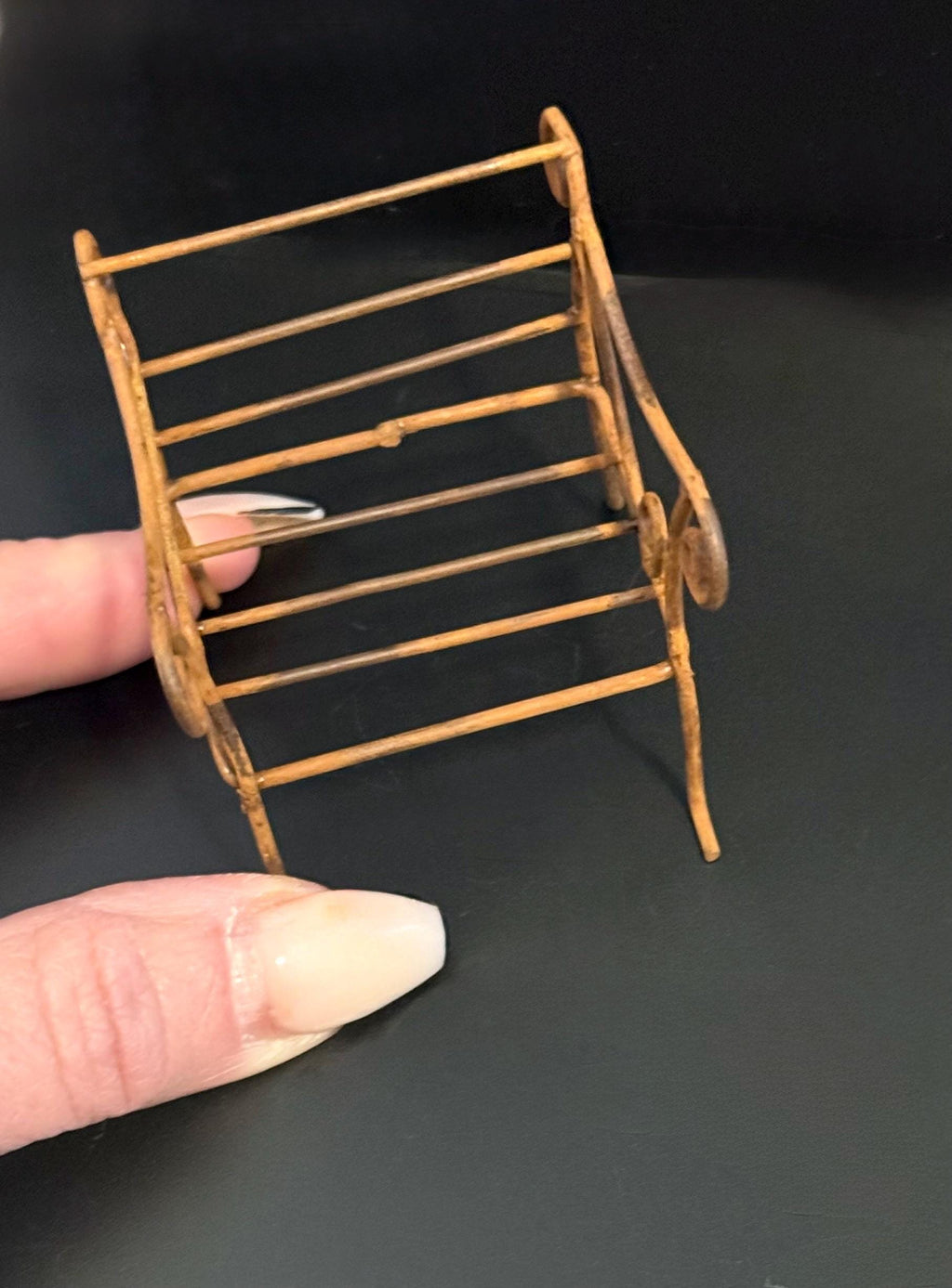Miniature rustic outdoor metal chair-1:12 scale