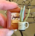 Mini framed art and coffee mug planter-dollhouse scale