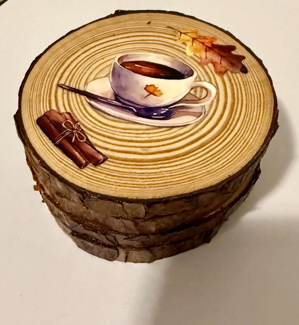 Coaster set of 4- Coffee, pumpkins, and book theme