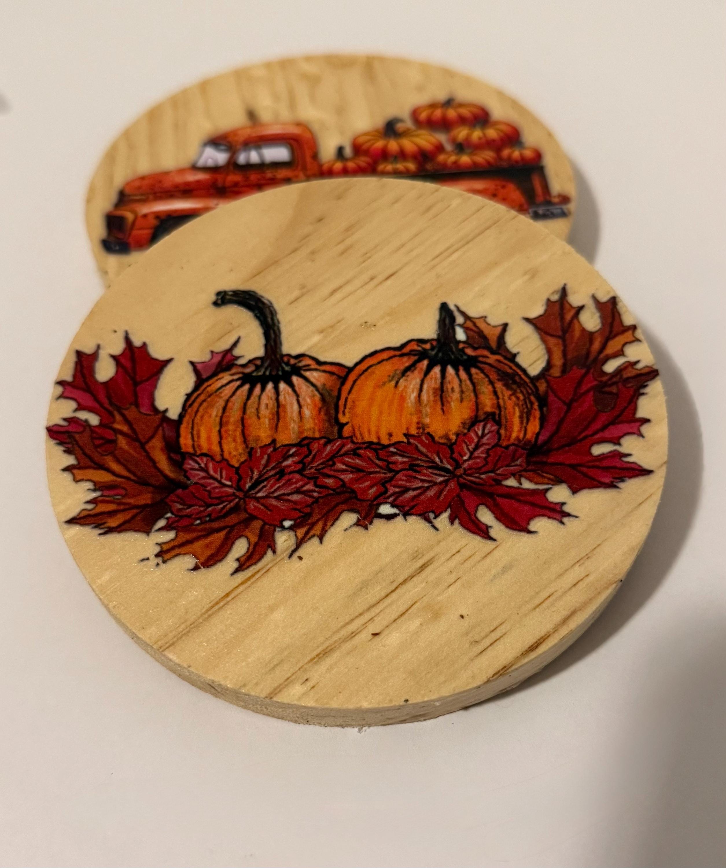 Coaster set with pumpkins and truck