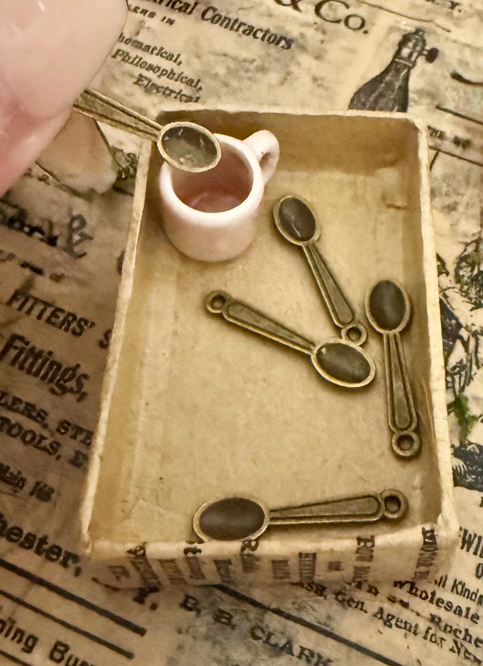 miniature golden  spoons-3 in set, dollhouse scale