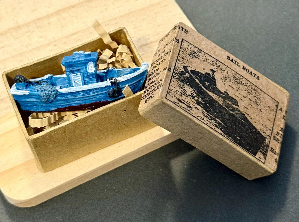 miniature vintage gift box- boat theme