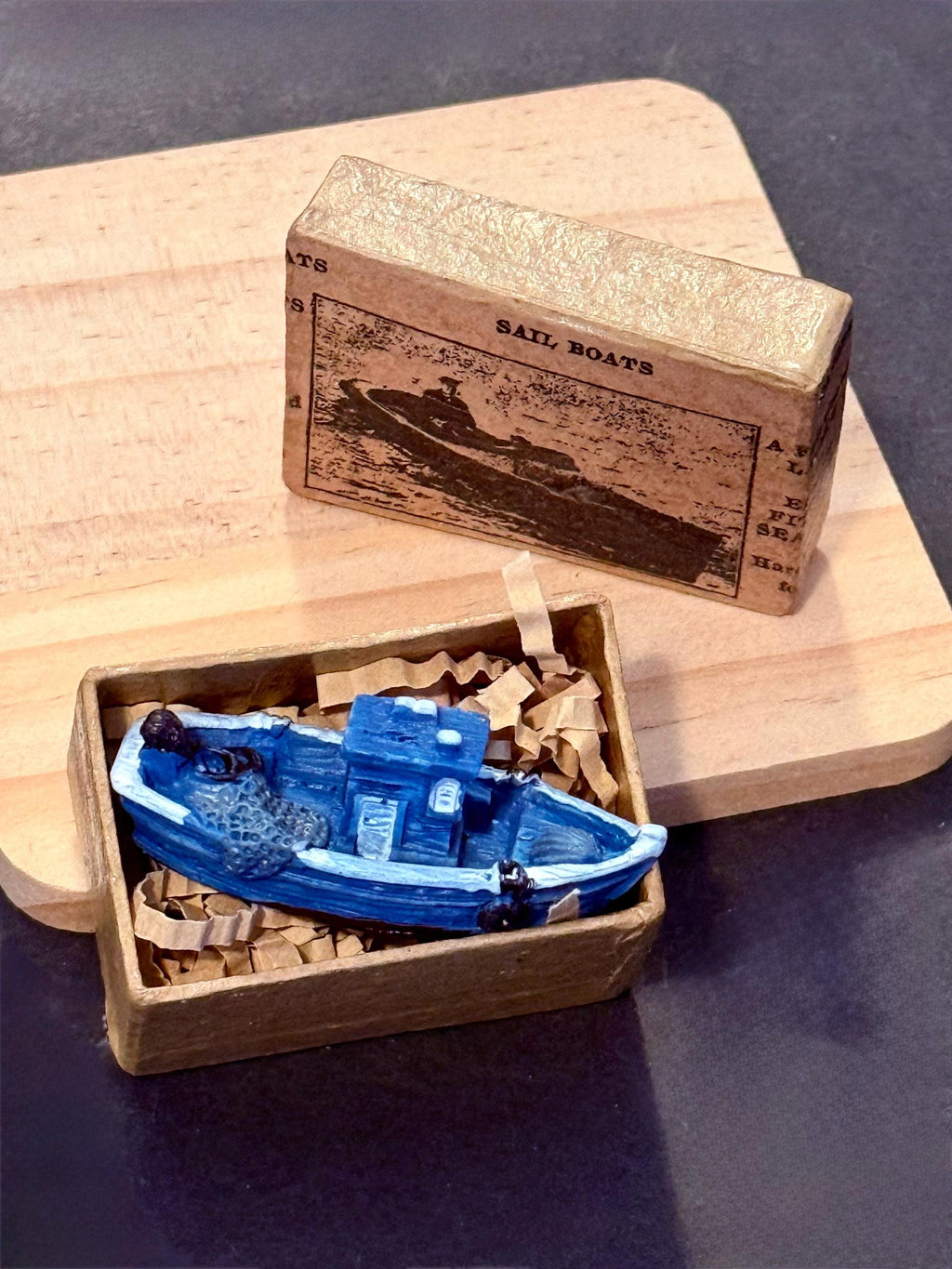 miniature vintage gift box- boat theme