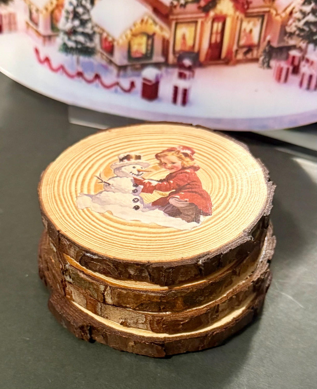 Coaster set of 4- Vintage Christmas design