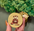 Miniature Paper Mache Christmas gift box with miniature(s) inside