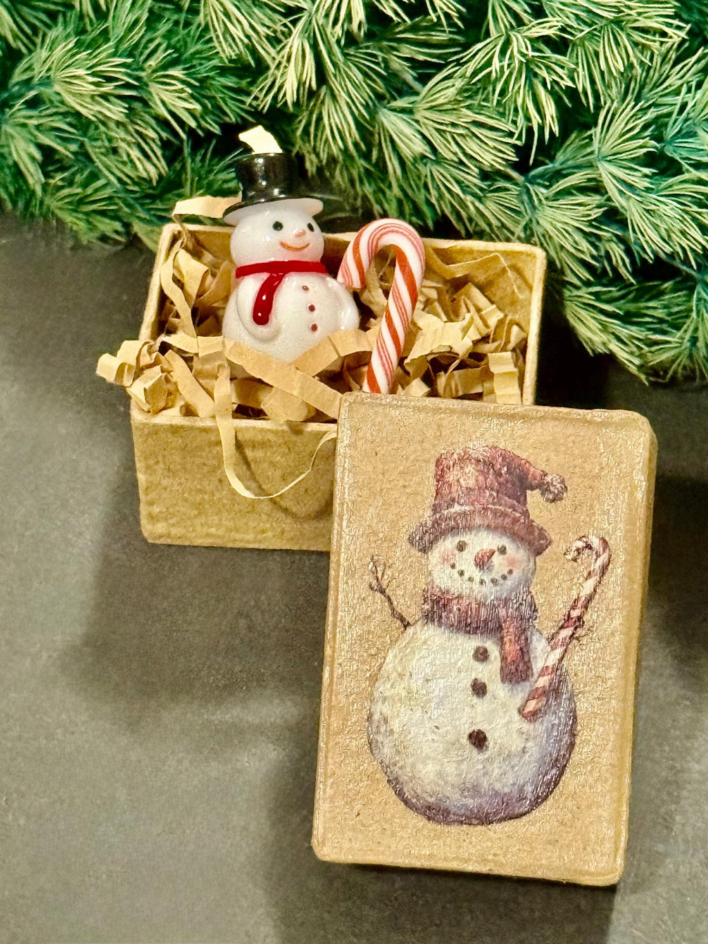 Miniature Christmas Snowman theme Gift Box with miniature(s) inside