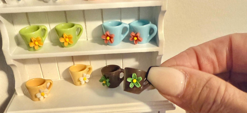 miniature  flower boho coffee mugs in various color choices